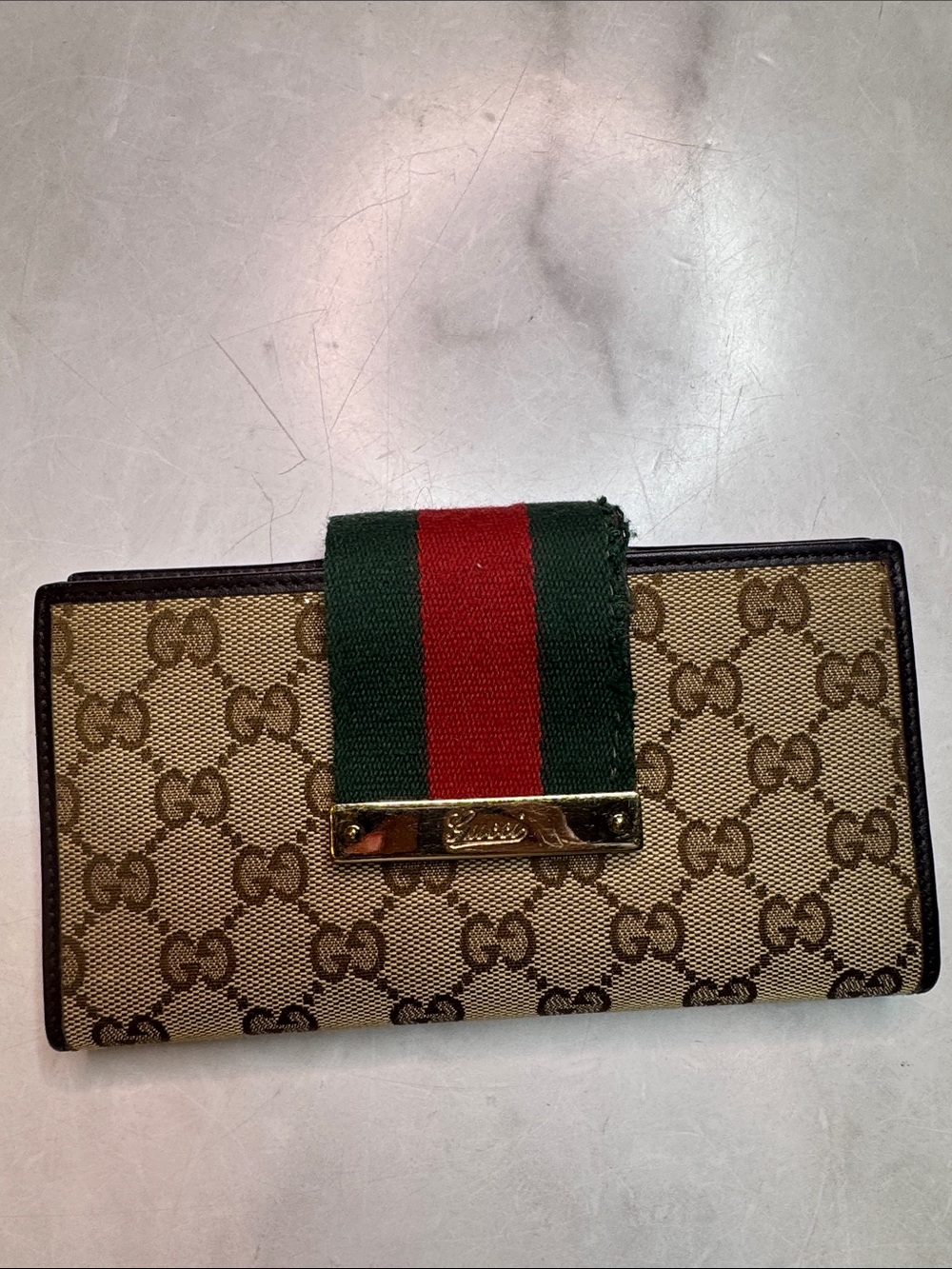 Gucci Vintage Web Continental Long Wallet